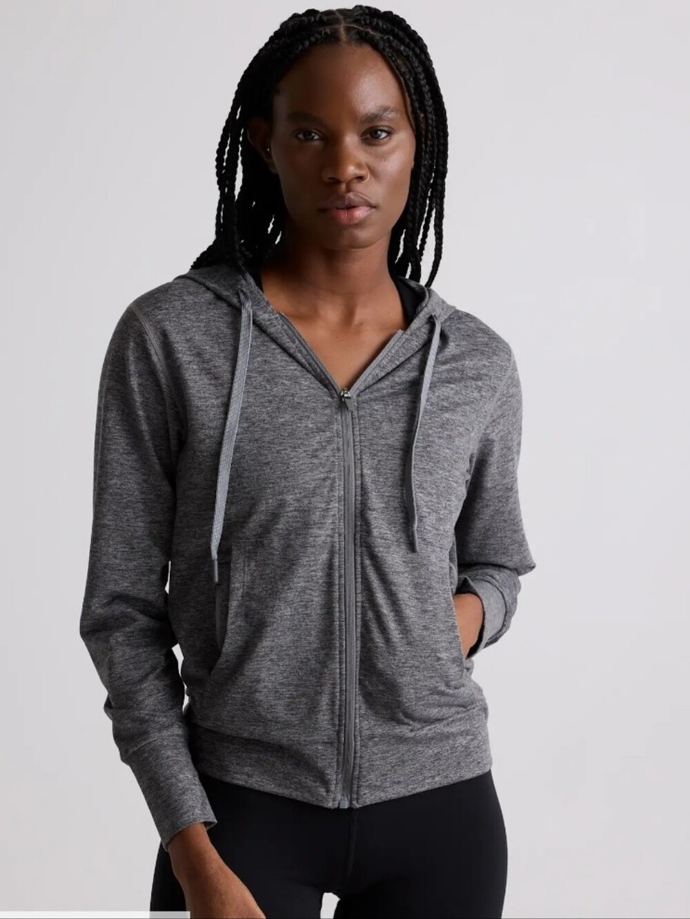 Quince Women's Flowknit Full-Zip Hoodie In Heathered Gray Size Small